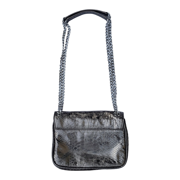 Michael Kors Sloan Silver Python embossed Leather Crossbody Purse - Picture 3 of 11